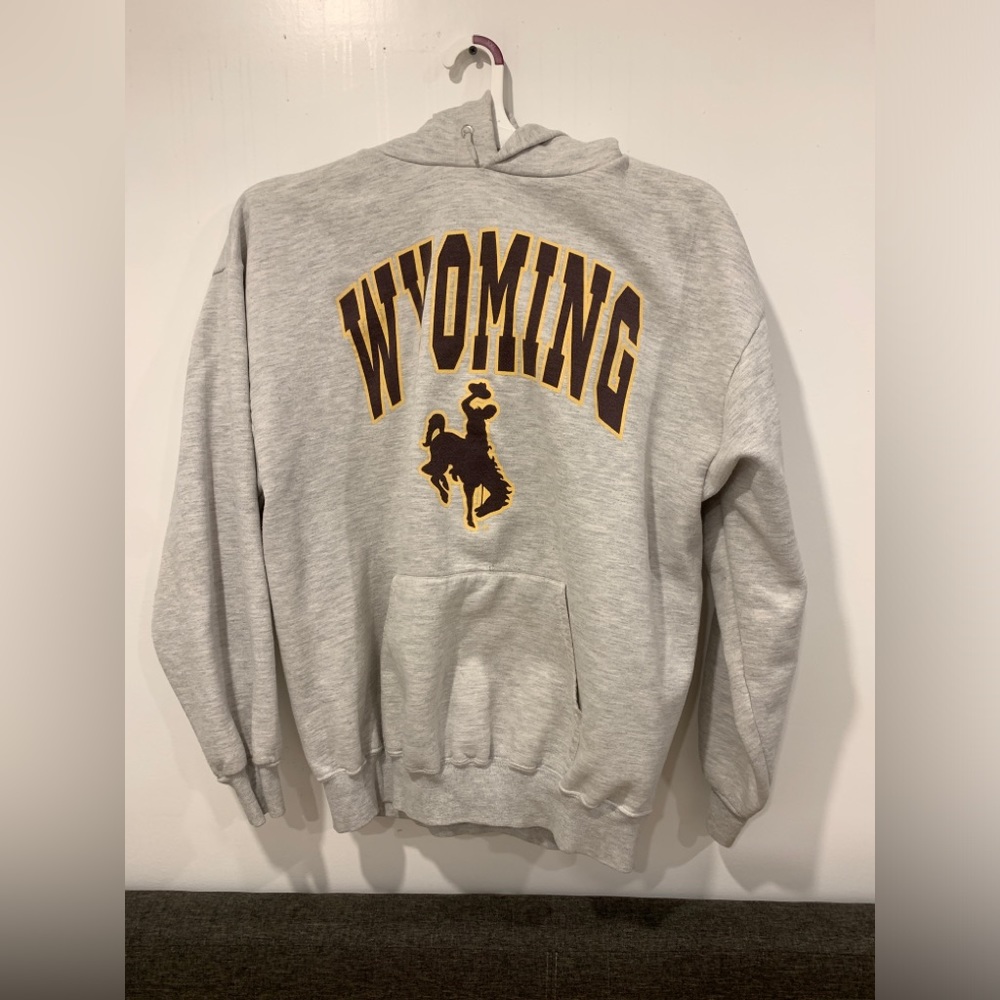 University of Wyoming gray hoodie. Size Large